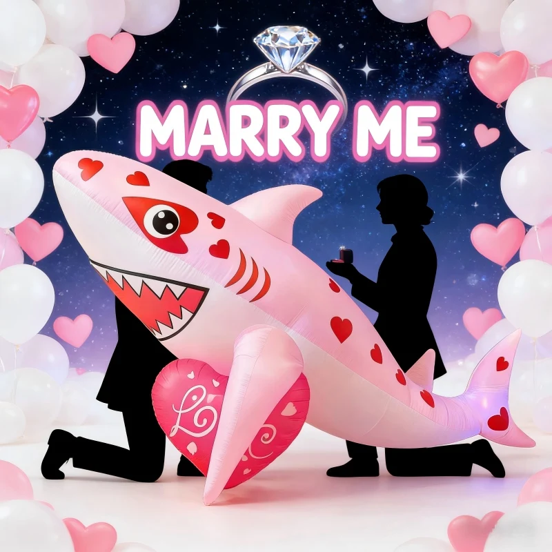 9FT/2.7M Valentine's Day DIY Ornament Inflatable Holiday romantic Love Shark Yard LED Light Valentine's Day Gift Toy Decoration
9FT/2.7M Valentine's Day DIY Ornament Inflatable Holiday romantic Love Shark Yard LED Light Valentine's Day Gift Toy Decoration