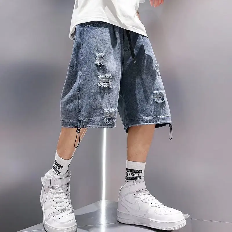 Men's Summer Loose Fit Drawstring Elastic Denim Shorts New American Style Five Point Mid Length Jeans Shorts
Men's Summer Loose Fit Drawstring Elastic Denim Shorts New American Style Five Point Mid Length Jeans Shorts