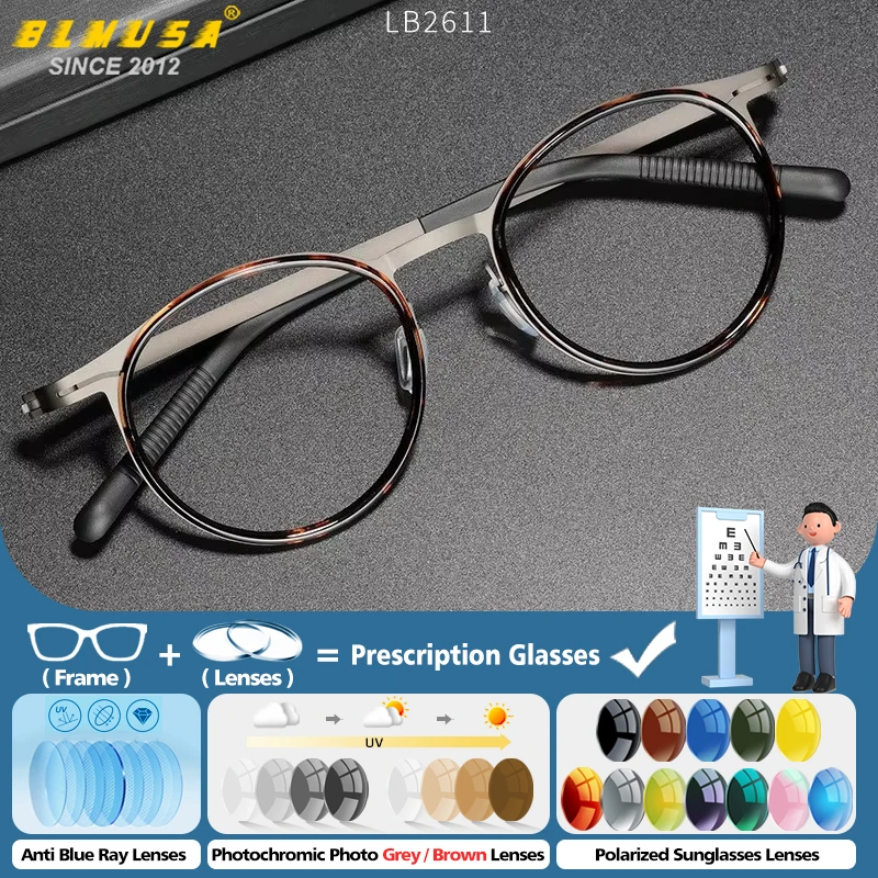 BLMUSA Pure Titanium Progressive Prescription Glasses Men Round Anti Blue Light Photochromic Eyewear Optical Myopia Eyeglasses
BLMUSA Pure Titanium Progressive Prescription Glasses Men Round Anti Blue Light Photochromic Eyewear Optical Myopia Eyeglasses