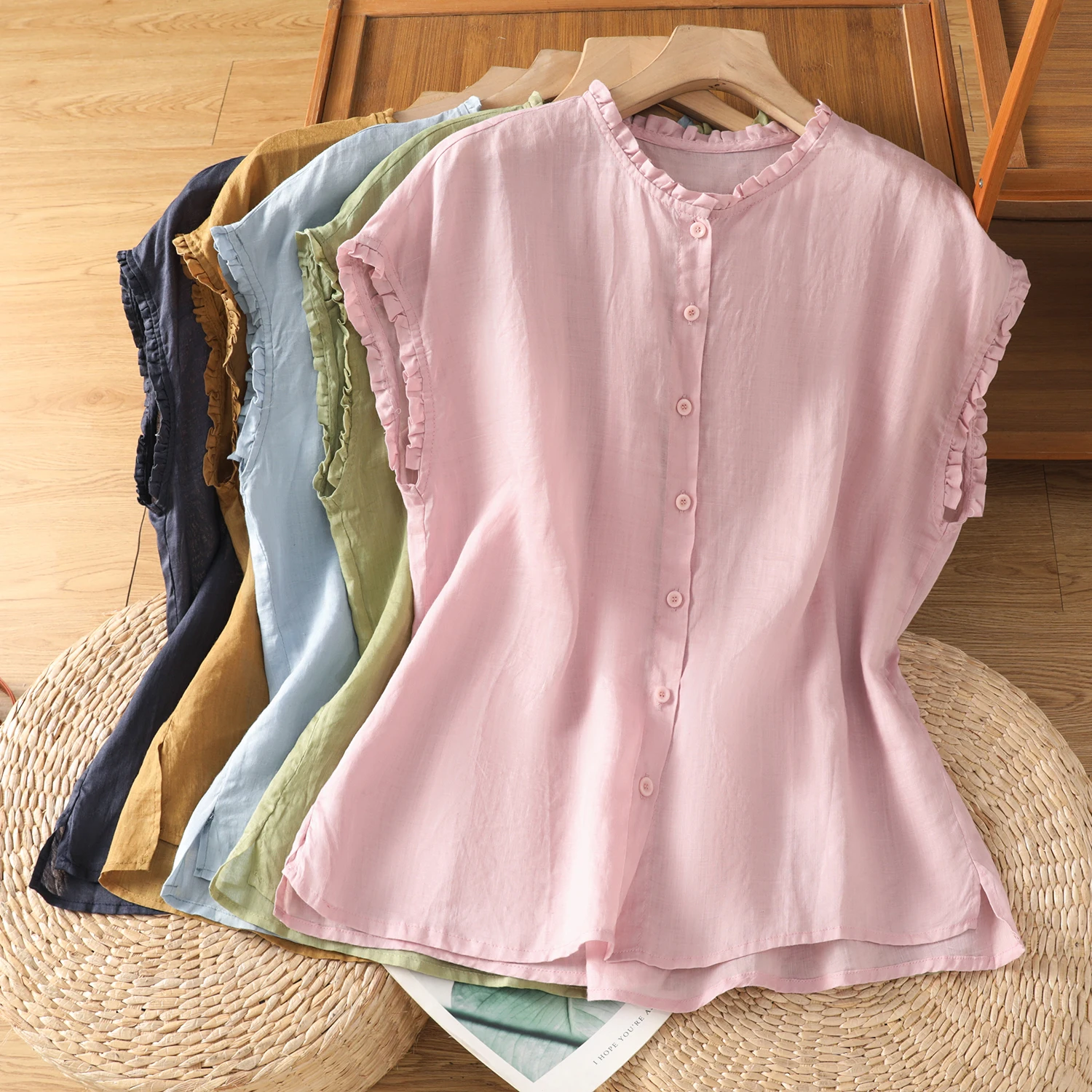 Retro Plain Cotton Linen Shirt Summer 2026 Sleeveless Short Sleeve Thin Single Button Wooden Bordered Breathable Women's...
Retro Plain Cotton Linen Shirt Summer 2026 Sleeveless Short Sleeve Thin Single Button Wooden Bordered Breathable Women's...