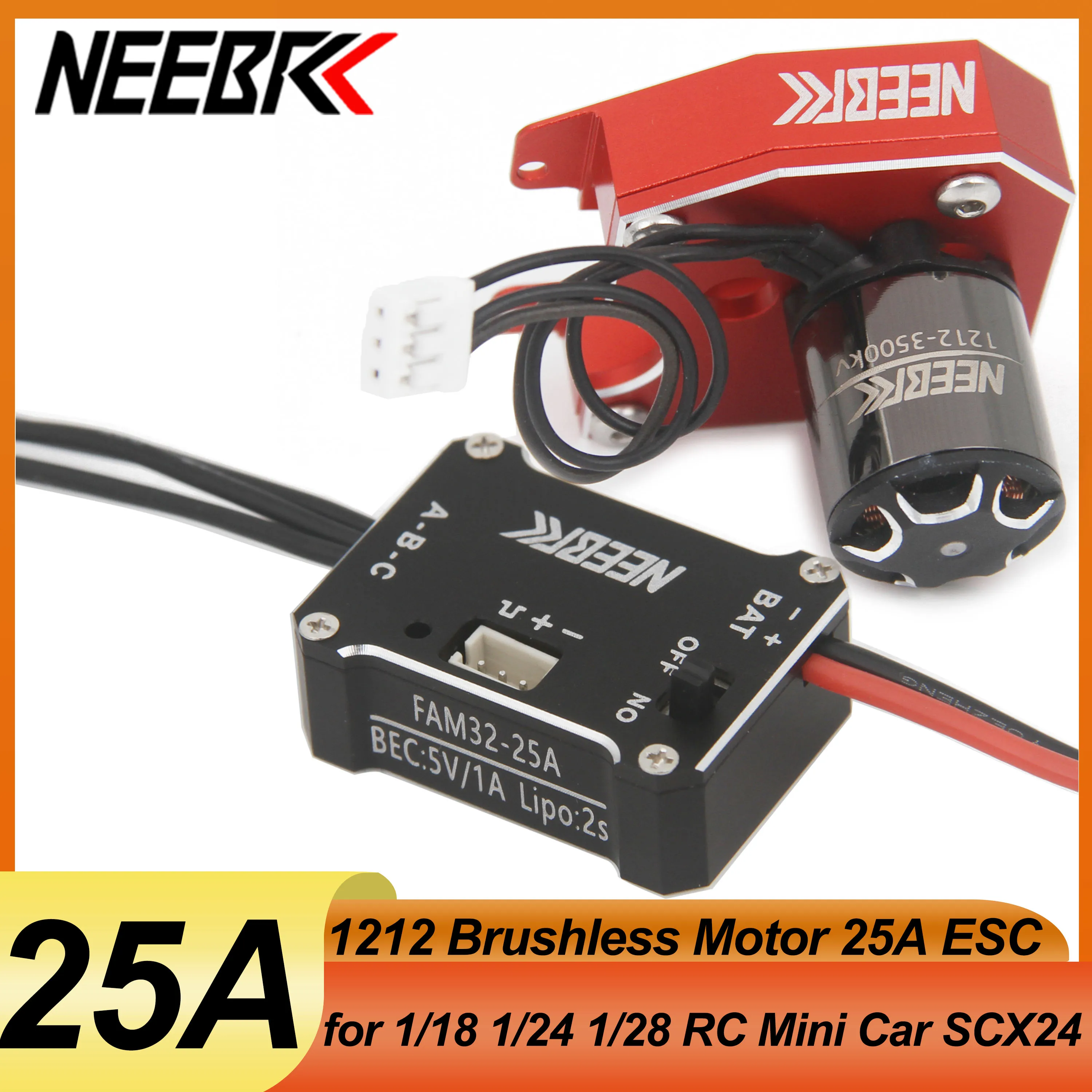 NEEBRC 1212 3500KV 24T Gear Brushless Motor 25A ESC 2S BEC 5V/1A for 1/18/ 1/24 1/28 RC Mini Car SCX24 Power Upgrade Parts
NEEBRC 1212 3500KV 24T Gear Brushless Motor 25A ESC 2S BEC 5V/1A for 1/18/ 1/24 1/28 RC Mini Car SCX24 Power Upgrade Parts