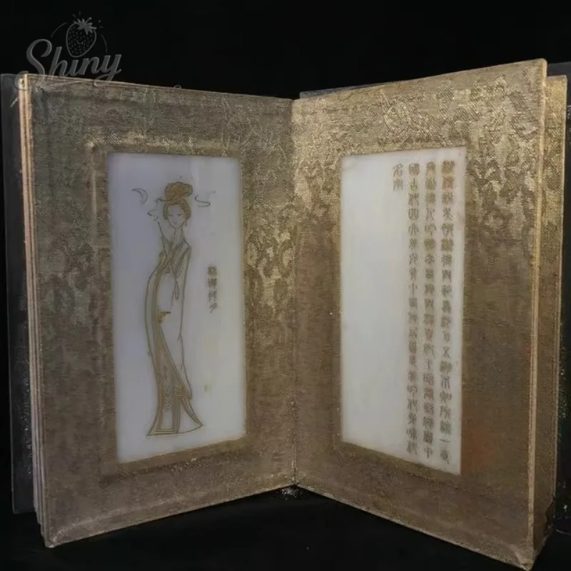 Antique Old Jade Carving Jade Book Serigraph Inlaid Qianlong Imperial Four Beauties Statue Collection Carving Scriptures
Antique Old Jade Carving Jade Book Serigraph Inlaid Qianlong Imperial Four Beauties Statue Collection Carving Scriptures
