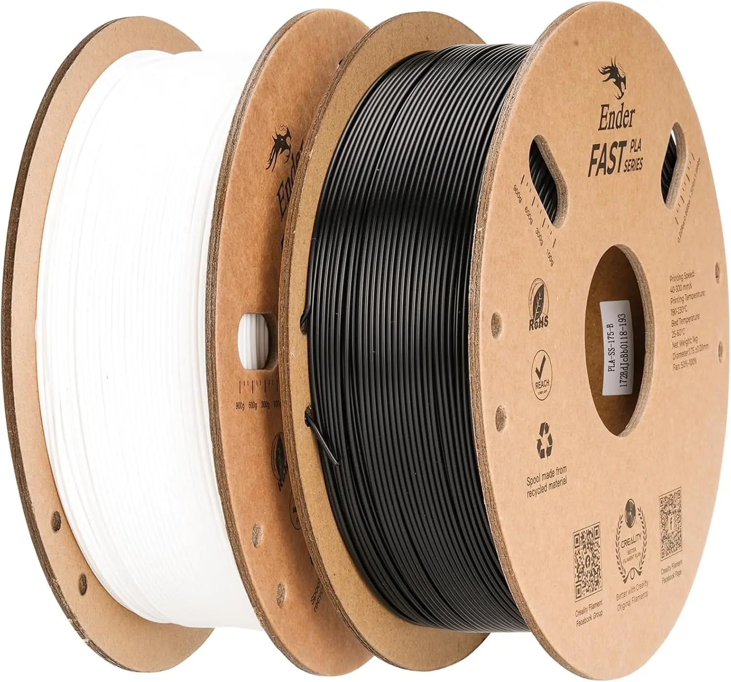 High Speed PLA Filament 1.75mm Bundle 2Kg for 300mm/s Printing, No-Tangling, Dimensional Accuracy +/-0.02mm (Black & White)
High Speed PLA Filament 1.75mm Bundle 2Kg for 300mm/s Printing, No-Tangling, Dimensional Accuracy +/-0.02mm (Black & White)