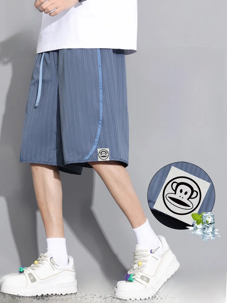 Мужские летние спортивные шорты Paul Frank из ледяного шелка, свободные, в полоску, с принтом «обезьянья пасть», длиной до колена, в японском стиле
Мужские летние спортивные шорты Paul Frank из ледяного шелка, свободные, в полоску, с принтом «обезьянья пасть», длиной до колена, в японском стиле