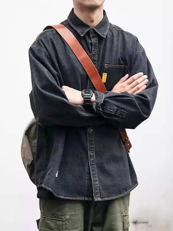 American Workwear Denim irt Men's Long Sve Casual Spring Autumn Trendy Loose Japanese Sle Retro Waed irt Thin Oute...
American Workwear Denim irt Men's Long Sve Casual Spring Autumn Trendy Loose Japanese Sle Retro Waed irt Thin Oute...