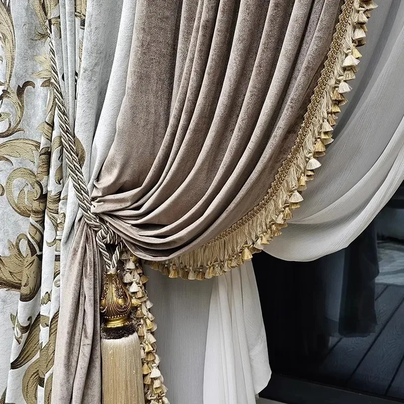 French Rococo Curtains for Living Room Bedroom Villa Luxury High-end Imported Silk Velvet American European Curtains Custom Size
French Rococo Curtains for Living Room Bedroom Villa Luxury High-end Imported Silk Velvet American European Curtains Custom Size