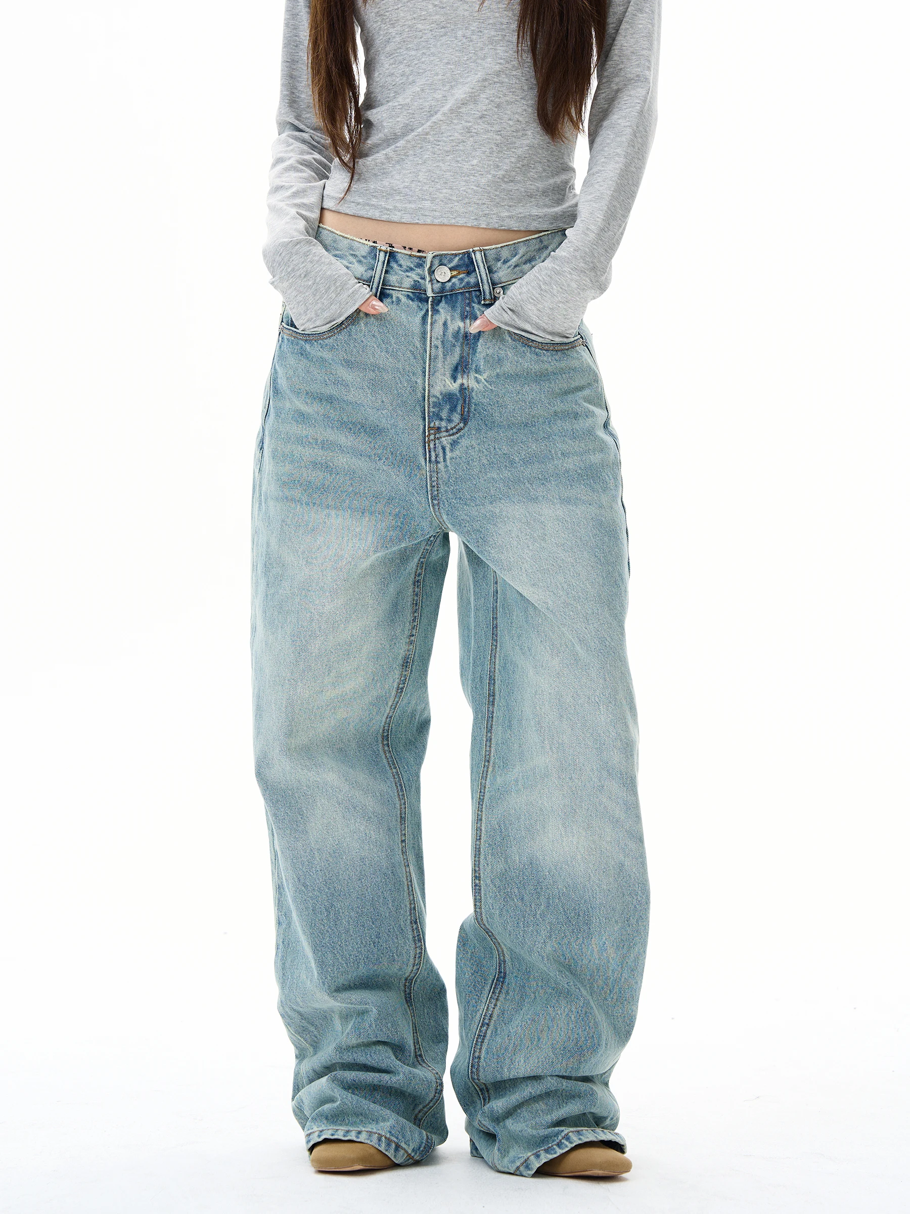 WLNEXT Men's Vintage Washed Loose Wide Leg Jeans Comfortable Casual Straight Cut Trousers for Couples Breathable All Season
WLNEXT Men's Vintage Washed Loose Wide Leg Jeans Comfortable Casual Straight Cut Trousers for Couples Breathable All Season