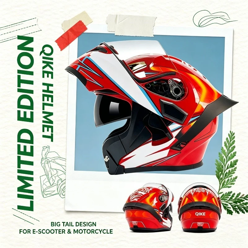QIKE Double Lens Removable Liner Big Tail Locomotive Four Seasons Helmet Compatible with Electric Scooters & Motorcycles
QIKE Double Lens Removable Liner Big Tail Locomotive Four Seasons Helmet Compatible with Electric Scooters & Motorcycles