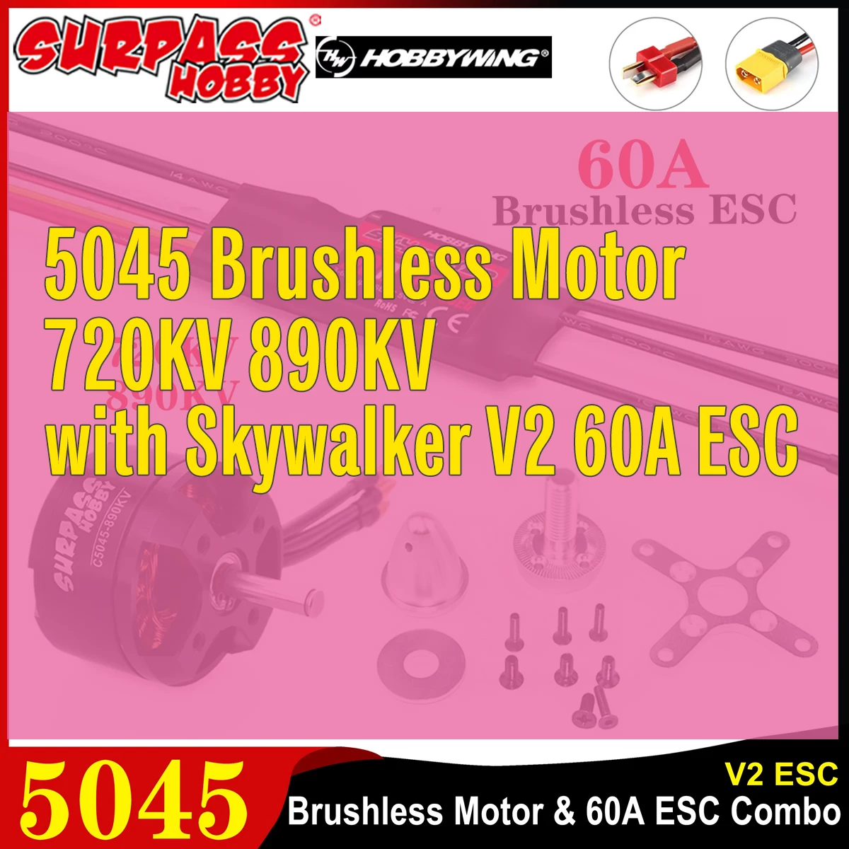 Surpass Hobby 5045 720KV 890KV Brushless Motor with Skywalker V2 60A ESC for RC Fixed-wing Quadcopter Glider Aircraft DIY Parts
Surpass Hobby 5045 720KV 890KV Brushless Motor with Skywalker V2 60A ESC for RC Fixed-wing Quadcopter Glider Aircraft DIY Parts