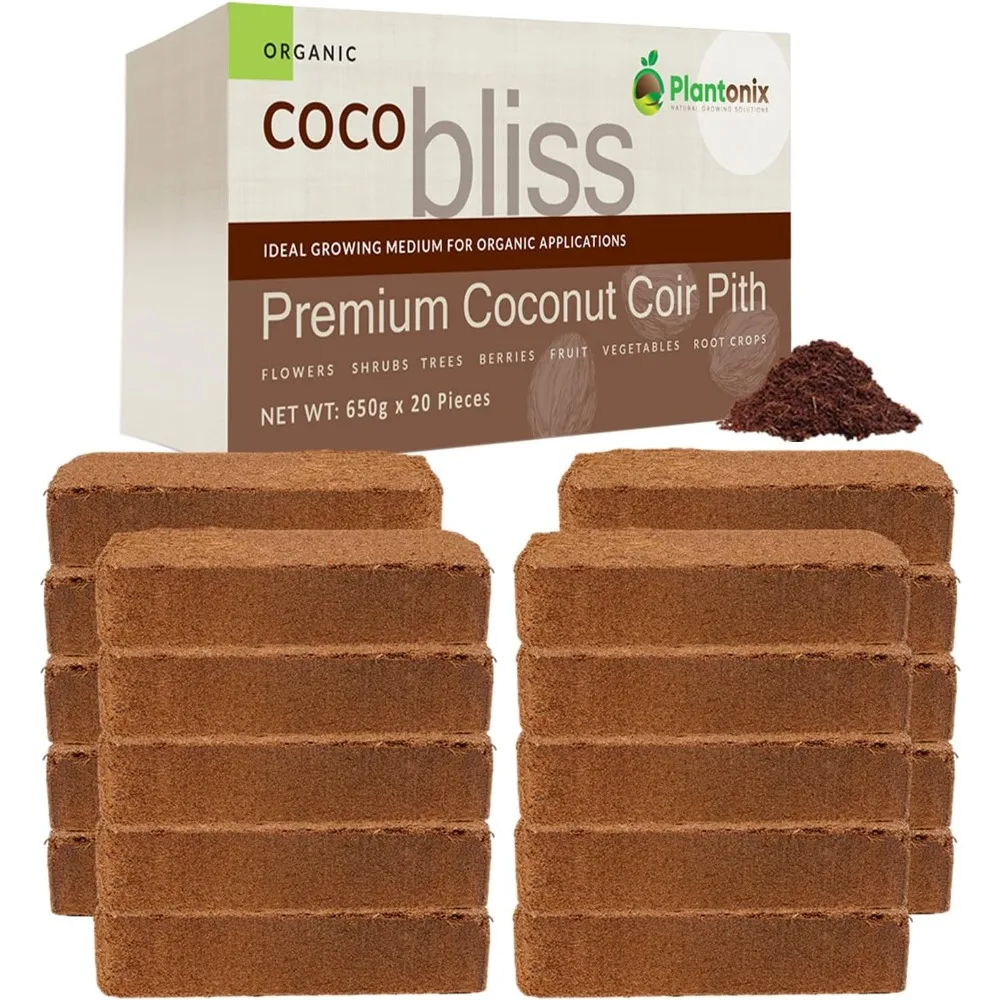 Organic Coconut Coir Bricks 20 Pack OMRI Listed Coco Peat for Plants Garden Soil Mulch
Organic Coconut Coir Bricks 20 Pack OMRI Listed Coco Peat for Plants Garden Soil Mulch