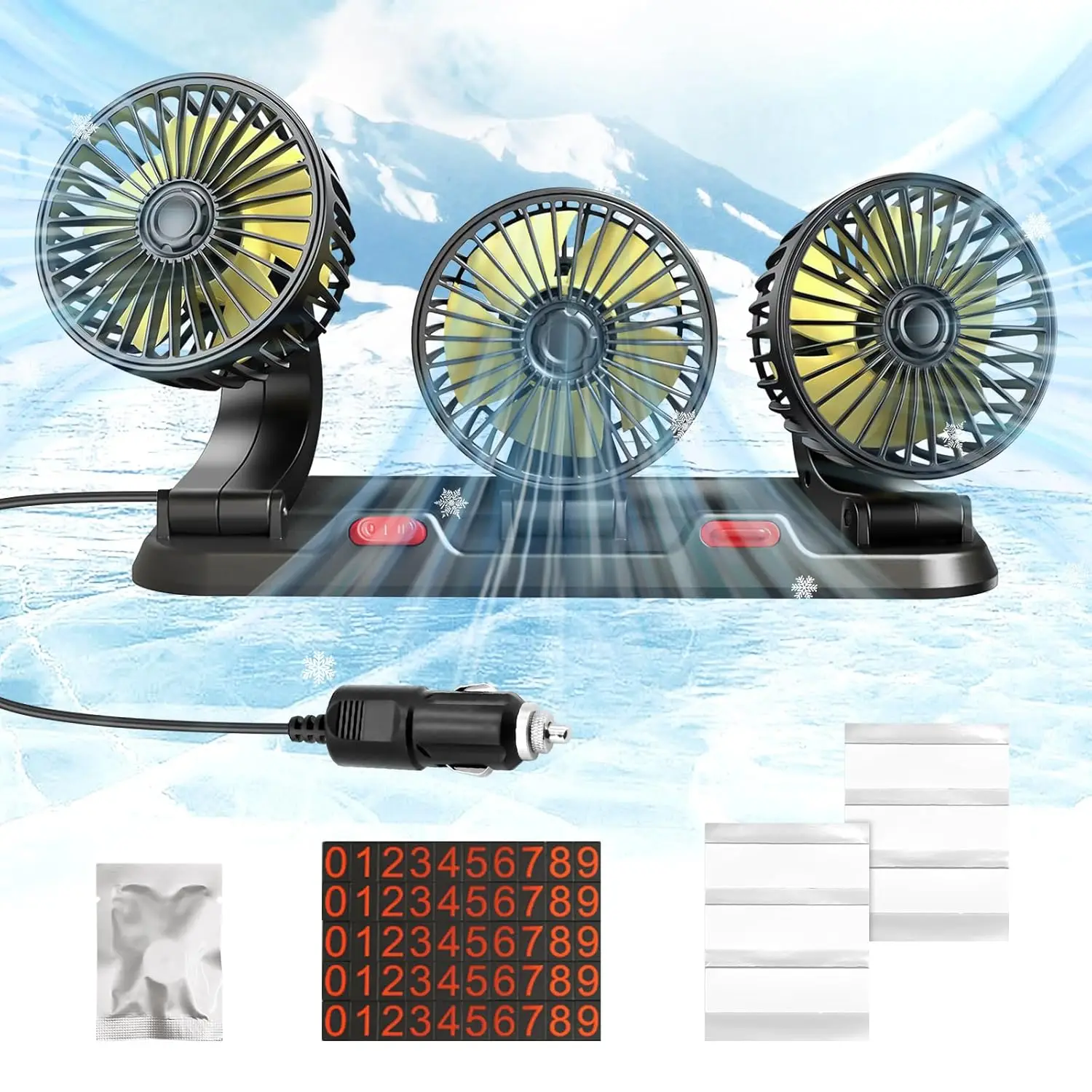 Car Fan 360° Adjustable 3 Head Air Fan Automotive Electric Fan USB/12V/24V Fan 2 Speeds Car Silent Fan For Home Desk Office&Car
Car Fan 360° Adjustable 3 Head Air Fan Automotive Electric Fan USB/12V/24V Fan 2 Speeds Car Silent Fan For Home Desk Office&Car