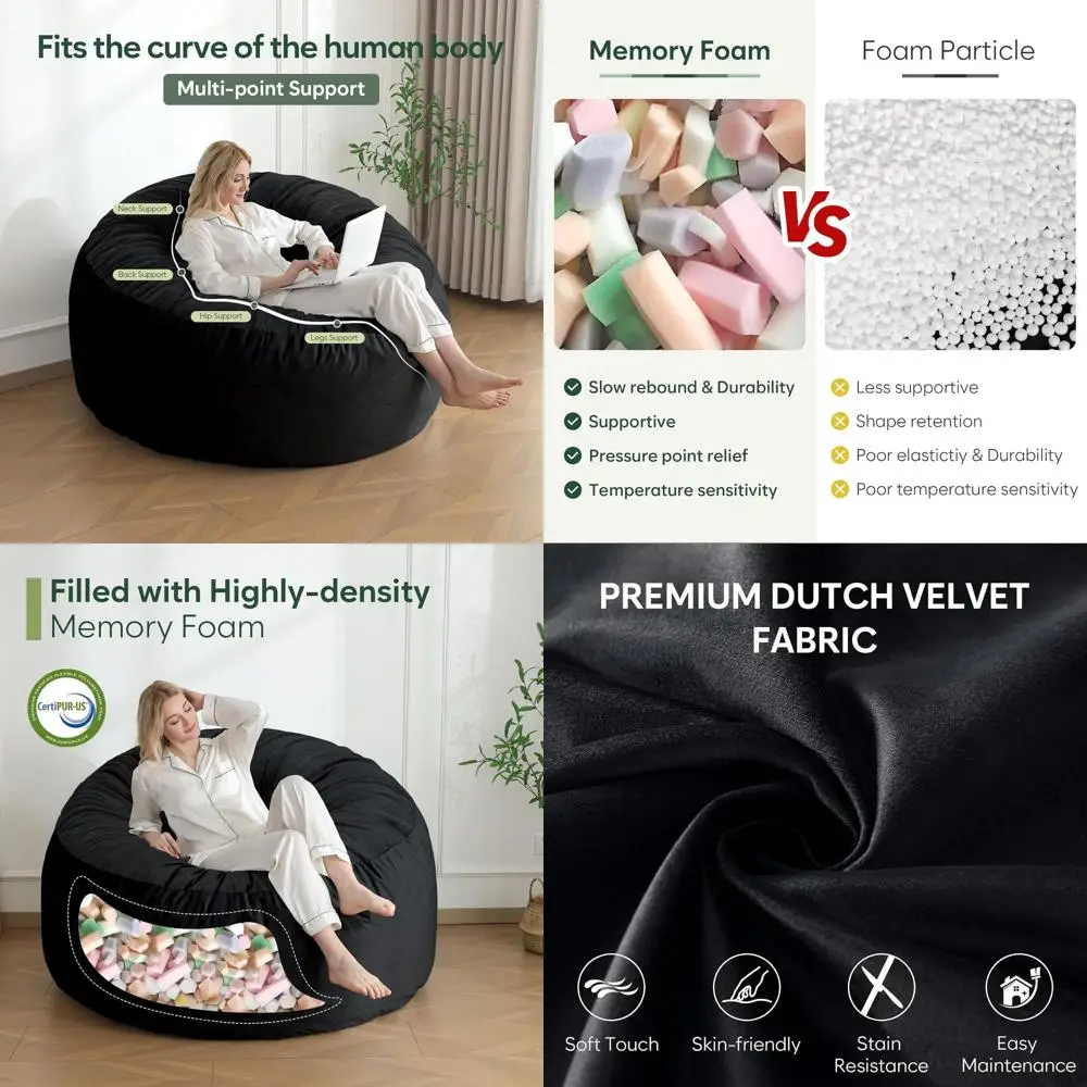 Adult 3-Foot Memory Foam Bean Bag Chair with Dutch Velvet Cover and Filling Included
Adult 3-Foot Memory Foam Bean Bag Chair with Dutch Velvet Cover and Filling Included