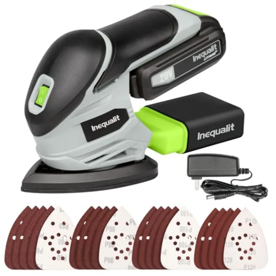 Cordless Detail Sander, Electric Sander with 12000 RPM 20V 1.3Ah, Including 20Pcs Sandpapers and Dust Collection System for Pre
Cordless Detail Sander, Electric Sander with 12000 RPM 20V 1.3Ah, Including 20Pcs Sandpapers and Dust Collection System for Pre