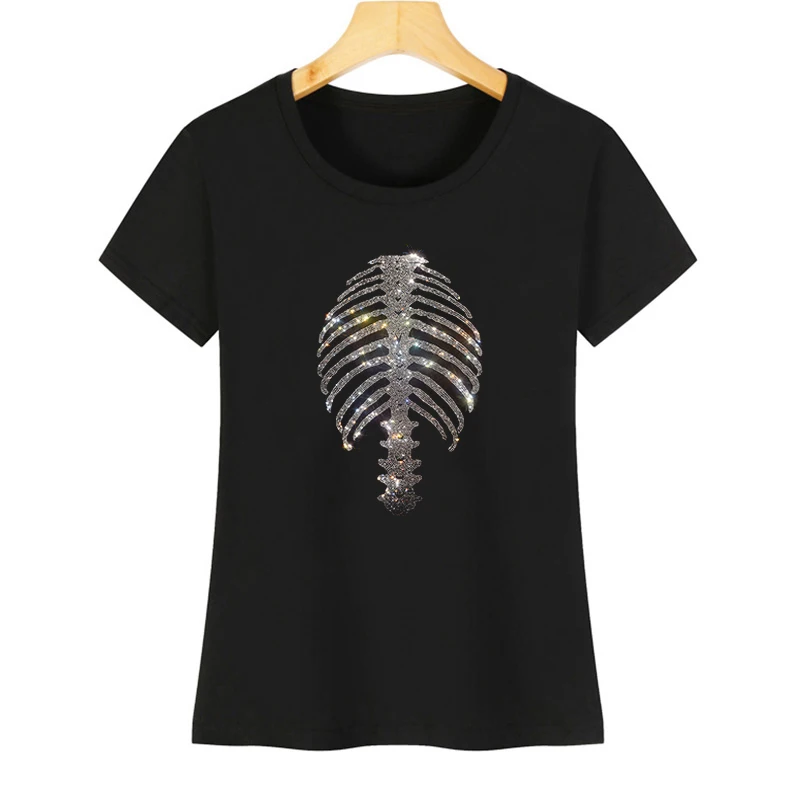 Fashionable and shiny rhinestone X-ray chest film and women's summer ice silk cotton casual T-shirt
Fashionable and shiny rhinestone X-ray chest film and women's summer ice silk cotton casual T-shirt