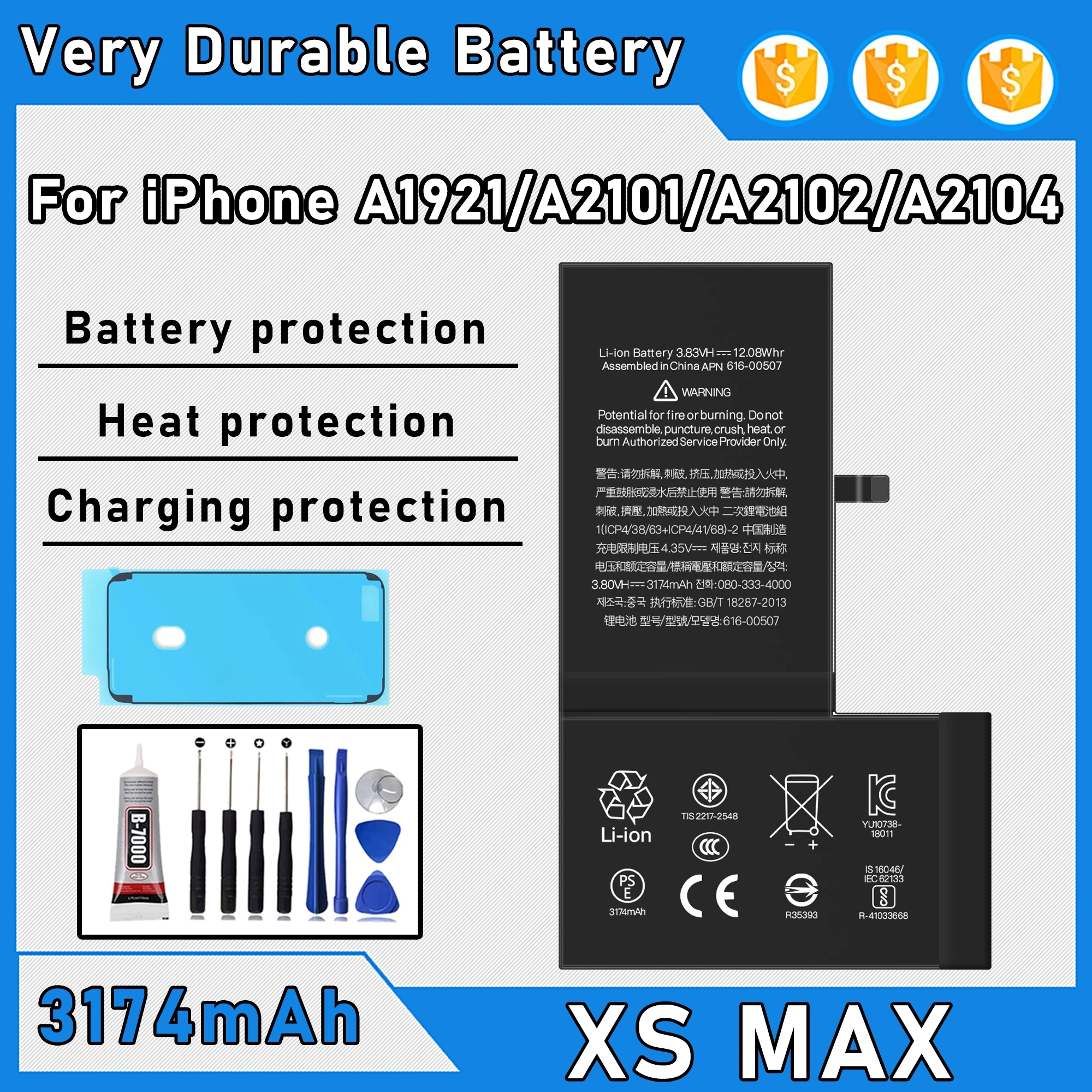 100% 0 Cycle High Capacity Battery For iPhone XS Max/A1921/A2101/A2102 Phone Bateria+Free Tool Kit
100% 0 Cycle High Capacity Battery For iPhone XS Max/A1921/A2101/A2102 Phone Bateria+Free Tool Kit
