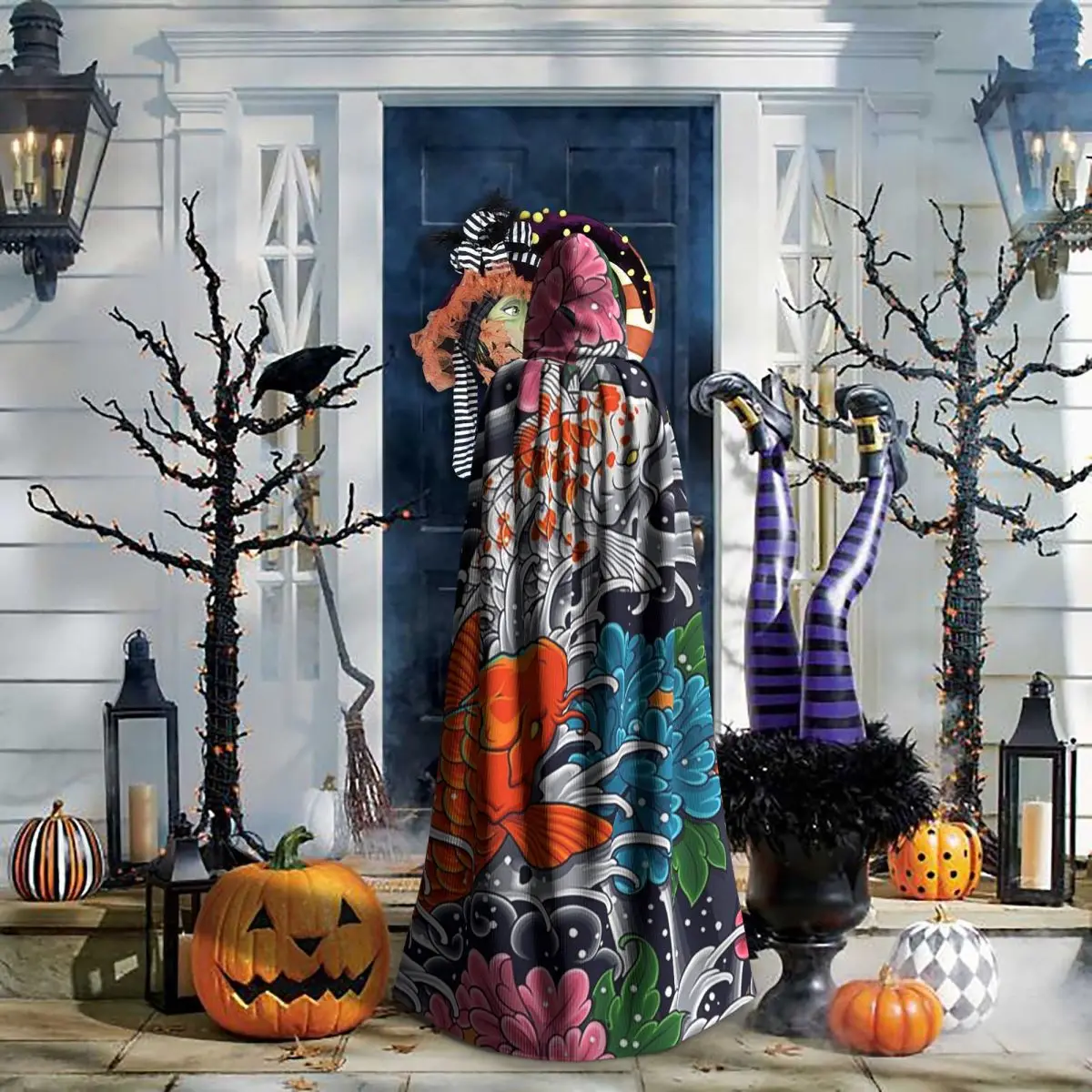 Длинный плащ с капюшоном и узором в виде рыбок кои и цветов, средневековый костюм ведьмы, накидка для косплея, для Хэллоуина, для взрослых, унисекс
Длинный плащ с капюшоном и узором в виде рыбок кои и цветов, средневековый костюм ведьмы, накидка для косплея, для Хэллоуина, для взрослых, унисекс