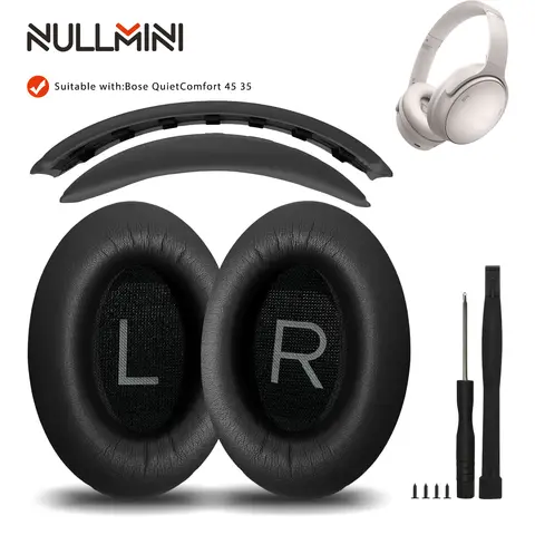 Nullmini Cuscinetti di ricambio per cuffie Bose QC35 QC35II QC45 Cuscinetti auricolari Cuscino Paraorecchie Manica Fascia