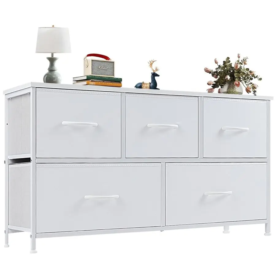 Dresser for Bedroom with 5 Drawers, Wide Chest of Drawers, Fabric Bedroom Dresser with Drawer Organizers, Storage Organizer Unit
Dresser for Bedroom with 5 Drawers, Wide Chest of Drawers, Fabric Bedroom Dresser with Drawer Organizers, Storage Organizer Unit