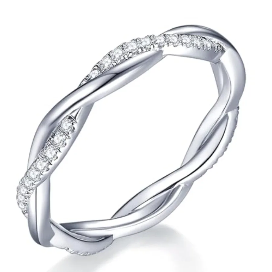 IMOLOVE Moissanite Wedding Band for Women, Twisted Rope D Color VVS1 Moissanite, Full Eternity Rings, Stackable Promise Ring fo
IMOLOVE Moissanite Wedding Band for Women, Twisted Rope D Color VVS1 Moissanite, Full Eternity Rings, Stackable Promise Ring fo