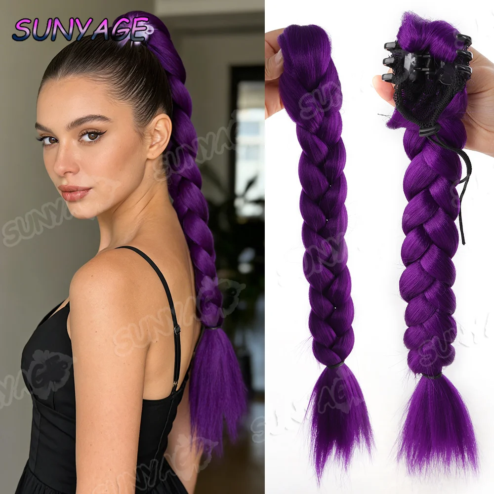 SUNYAGE Synthetic Claw Clip On Braided Ponytail Extension Handmade Braids Pony Tails for Women Adds Hair Volume Purple
SUNYAGE Synthetic Claw Clip On Braided Ponytail Extension Handmade Braids Pony Tails for Women Adds Hair Volume Purple