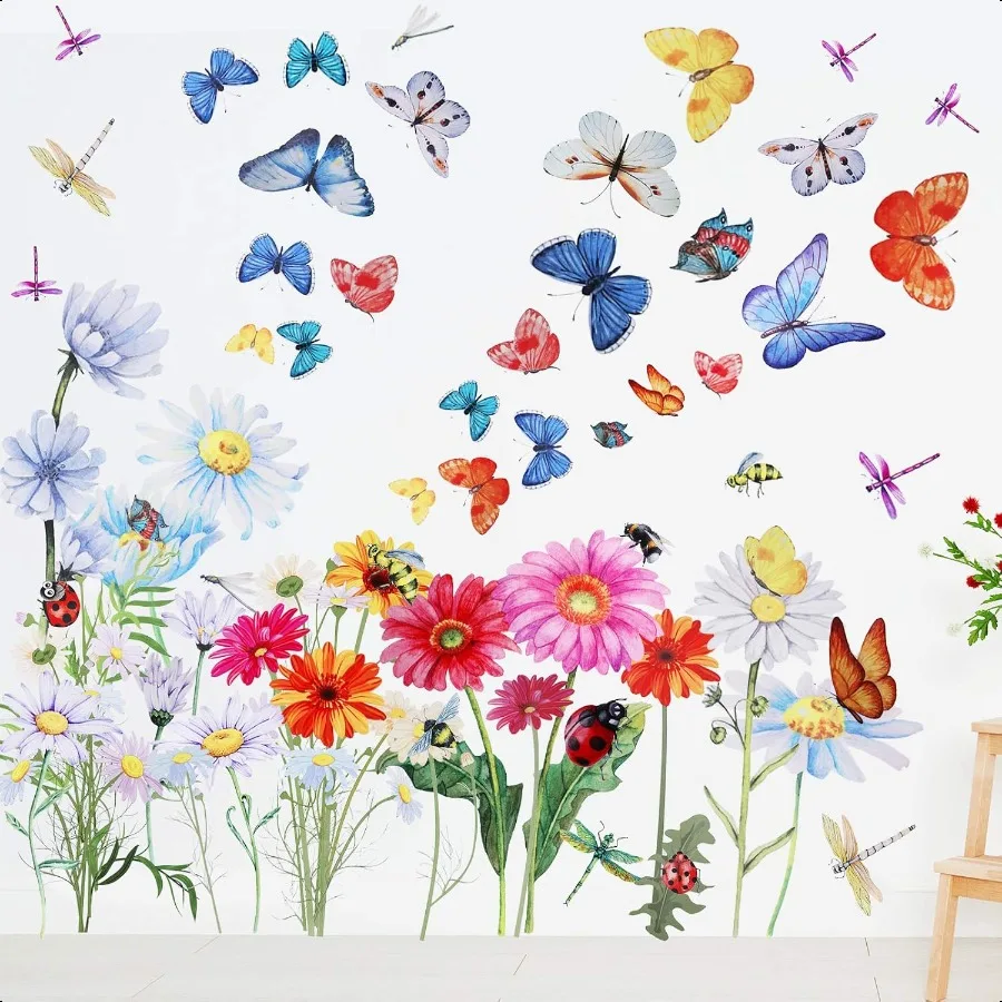 64 Pcs Flowers Butterflies Wall Decals Chrysanthemums Dragonflies Wall Stickers Botanical Peel and Stick Art Removable PVC Gard
64 Pcs Flowers Butterflies Wall Decals Chrysanthemums Dragonflies Wall Stickers Botanical Peel and Stick Art Removable PVC Gard