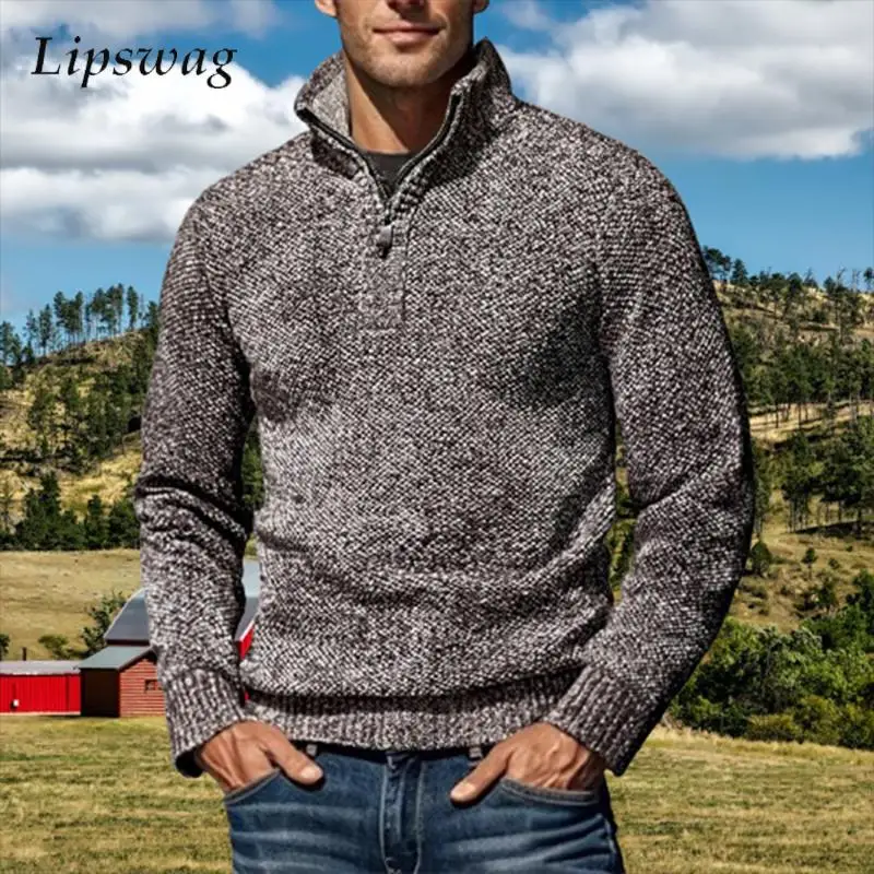 Stylish Slim Men's Sweater Pullovers Autumn Winter Casual Solid Color Zipper Stand Collar Sweaters Vintage Mens Knitting Jumper
Stylish Slim Men's Sweater Pullovers Autumn Winter Casual Solid Color Zipper Stand Collar Sweaters Vintage Mens Knitting Jumper