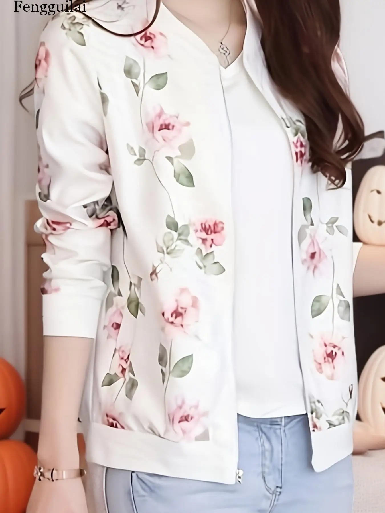 Loose Fit Zip-Up Jacket, Breathable Baseball Style Floral Print, Casual Outerwear, And, Comfortable Daily Wear
Loose Fit Zip-Up Jacket, Breathable Baseball Style Floral Print, Casual Outerwear, And, Comfortable Daily Wear