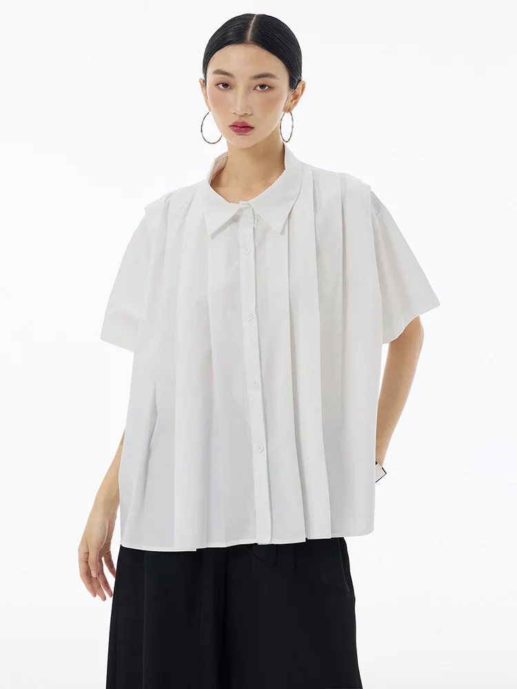 Pleated Loose Shirt Women Summer Short Sleeve Button Up Korean Style Fashion Tops Streetwear Lady Casual Elegant Shirts Blouses
Pleated Loose Shirt Women Summer Short Sleeve Button Up Korean Style Fashion Tops Streetwear Lady Casual Elegant Shirts Blouses