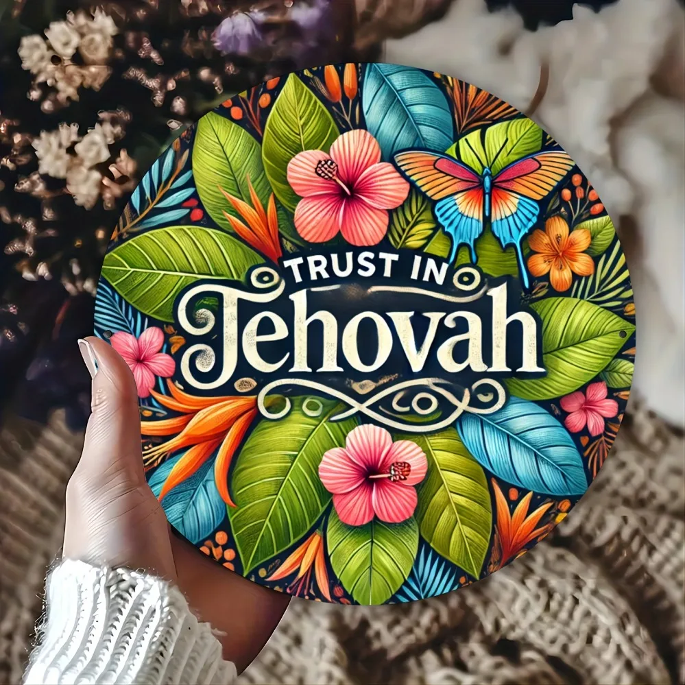 Vintage Aluminum "Trust in Jehovah"Round Decorative Plaque with Vibrant Floral Design, for Home, Bedroom, Porch Decor
Vintage Aluminum "Trust in Jehovah"Round Decorative Plaque with Vibrant Floral Design, for Home, Bedroom, Porch Decor