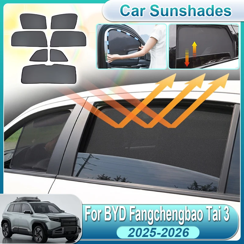 For BYD Fangchengbao Tai 3 2025 2026 Car Side Window Sunshade Front Rear Windshield Mesh Sun Visor Covers Protection Accessories
For BYD Fangchengbao Tai 3 2025 2026 Car Side Window Sunshade Front Rear Windshield Mesh Sun Visor Covers Protection Accessories