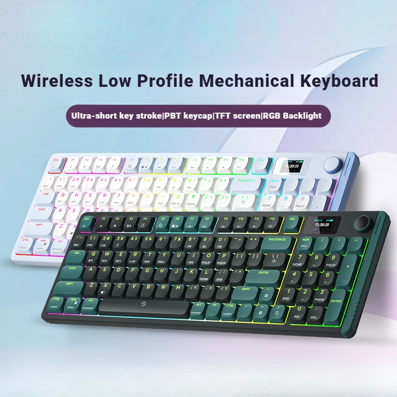 Механическая клавиатура ECHOME с низким профилем, беспроводная трехрежимная RGB клавиатура со встроенным экраном, прокладка, Офисная игровая клавиатура для ПК, ноутбука, Mac
Механическая клавиатура ECHOME с низким профилем, беспроводная трехрежимная RGB клавиатура со встроенным экраном, прокладка, Офисная игровая клавиатура для ПК, ноутбука, Mac
