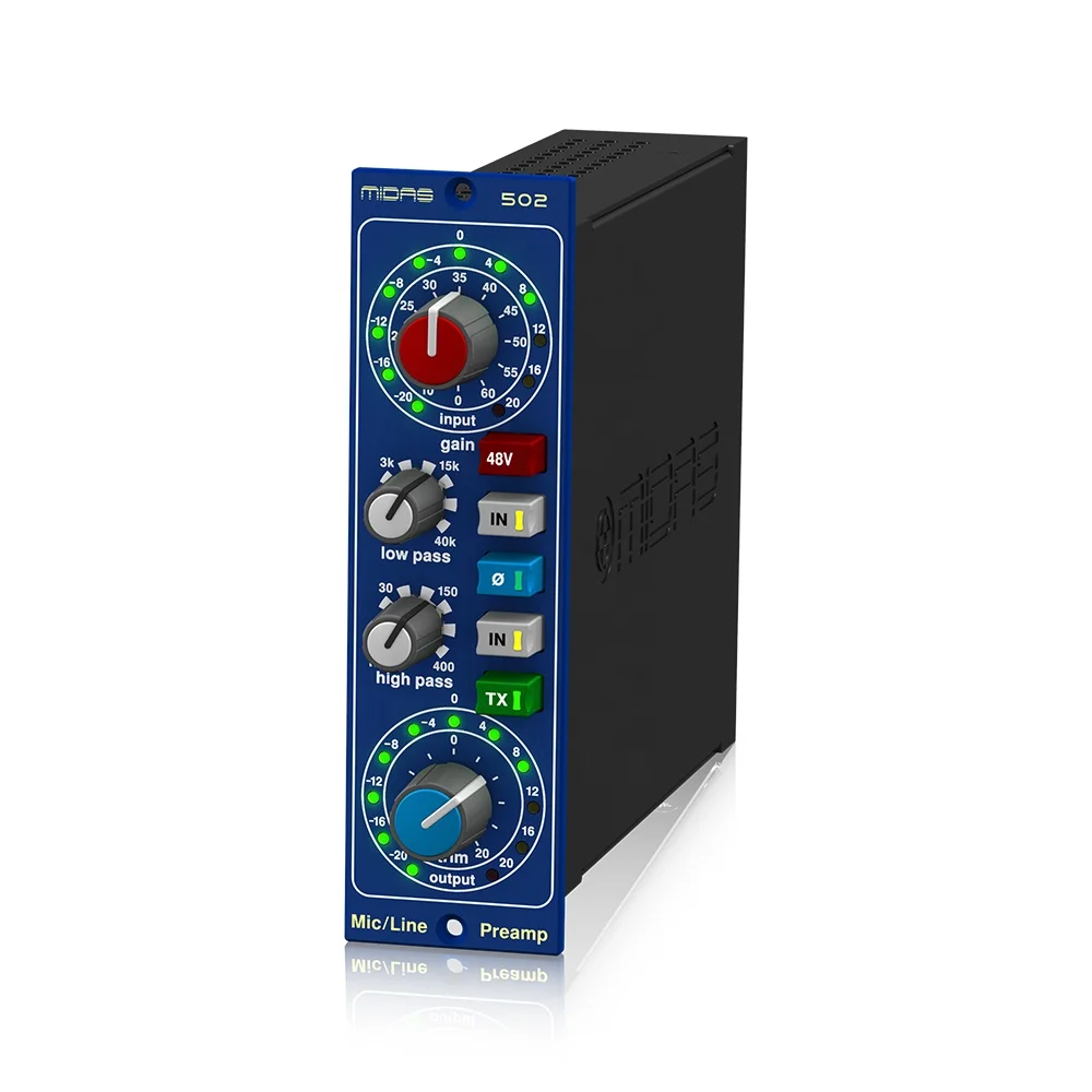 Midas 502 V2 Модуль микрофонного предусилителя Pa Звуковая система Студийное музыкальное оборудование Внутренняя и наружная сцена
Midas 502 V2 Модуль микрофонного предусилителя Pa Звуковая система Студийное музыкальное оборудование Внутренняя и наружная сцена