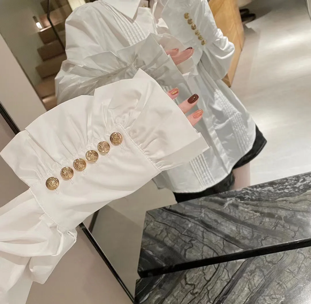 White Women's Shirt 2026 New Pleated Earlet Sleeve Midi Length Court Style Design Sense Shirt Korean Style Collar
White Women's Shirt 2026 New Pleated Earlet Sleeve Midi Length Court Style Design Sense Shirt Korean Style Collar