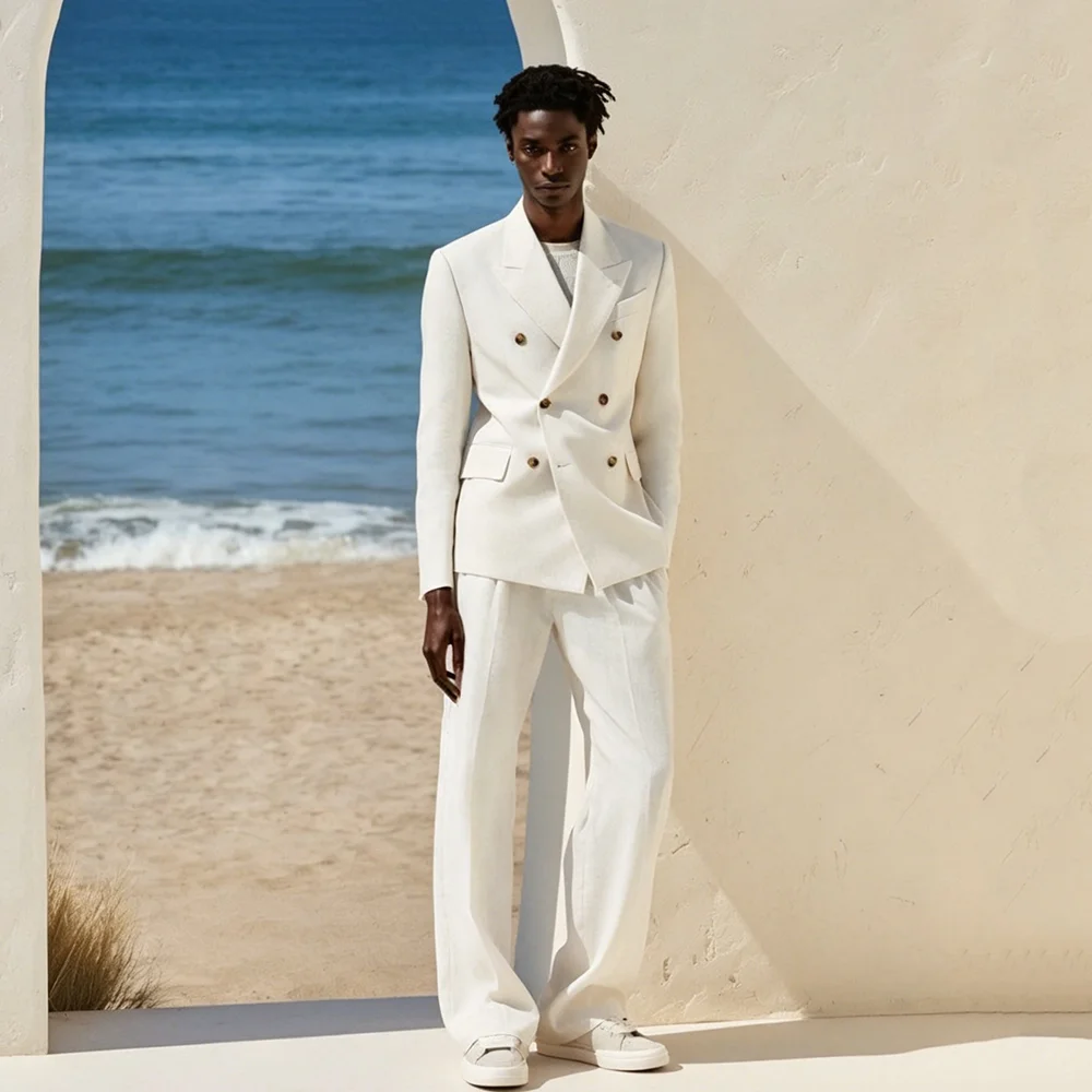 White Double Breasted Men's Suit 2 Pieces Jacket Pants Business Formal Male Blazer Set Wedding Groom Tuxedo Banquet Custom
White Double Breasted Men's Suit 2 Pieces Jacket Pants Business Formal Male Blazer Set Wedding Groom Tuxedo Banquet Custom