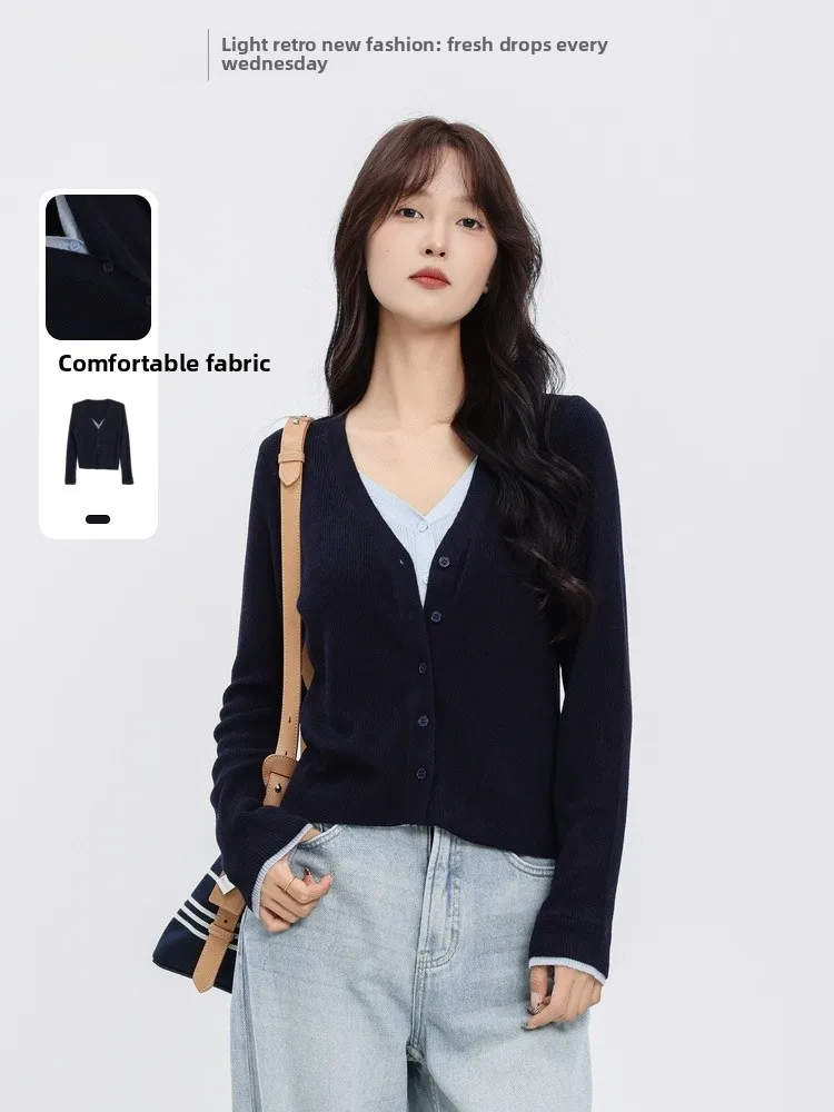 Versatile V-Ne Knitted Sweater Fake Two-Piece Autumn New Arrival Memory's Starting Point 69GQ5506W Women's Casual Faion
Versatile V-Ne Knitted Sweater Fake Two-Piece Autumn New Arrival Memory's Starting Point 69GQ5506W Women's Casual Faion