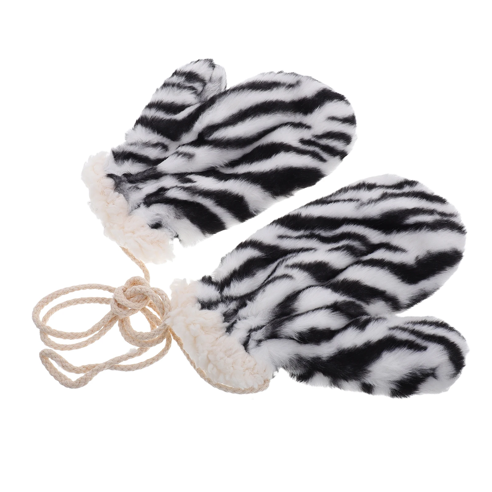 Halterneck Cycling Mittens Winter Driving Gloves Fuzzy Flannel Student Warm Hand Protection Attached String Zebra Print Adult
Halterneck Cycling Mittens Winter Driving Gloves Fuzzy Flannel Student Warm Hand Protection Attached String Zebra Print Adult
