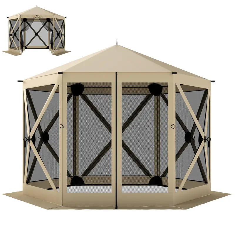 10 x 11 ft Pop Up Gazebo Screen Tent, Portable Instant Camping Canopy Screen House with Nettings, Carry Bag, Beige
10 x 11 ft Pop Up Gazebo Screen Tent, Portable Instant Camping Canopy Screen House with Nettings, Carry Bag, Beige