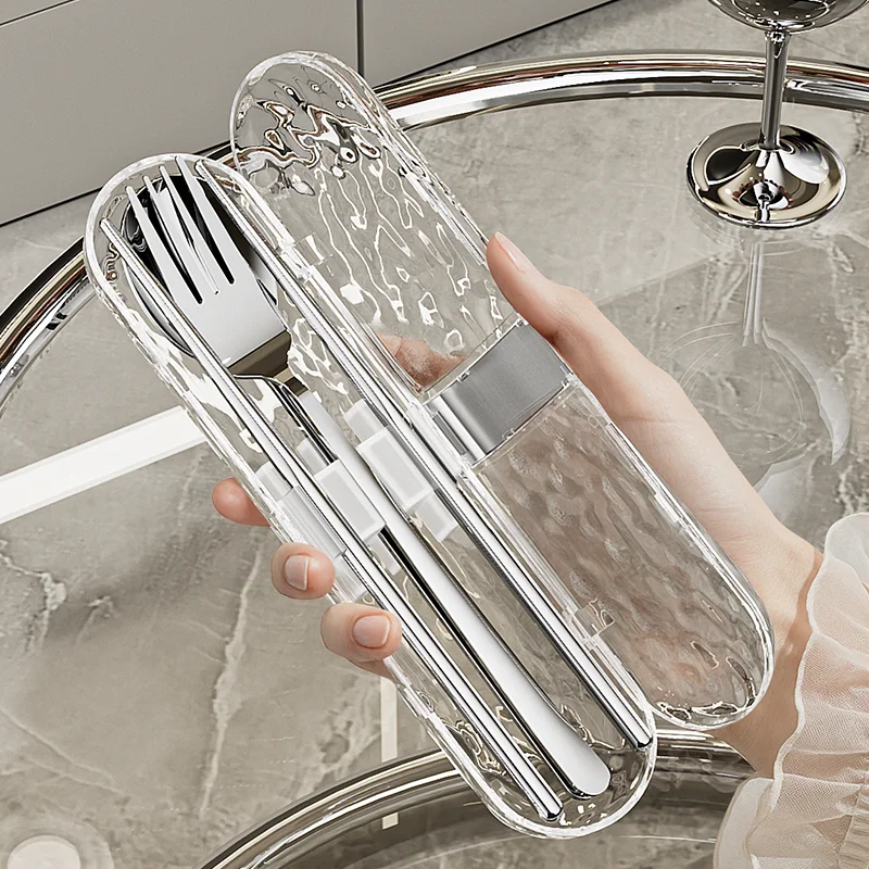 Cutlery Set Stainless Steel Chopsticks Spoon Fork with Transparent Storage Box Portable Tableware for Travel Christmas Gift
Cutlery Set Stainless Steel Chopsticks Spoon Fork with Transparent Storage Box Portable Tableware for Travel Christmas Gift