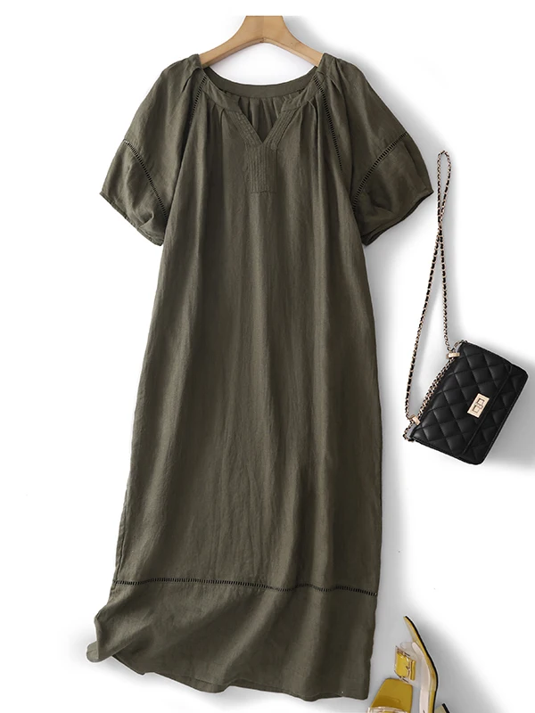Slimming V-Neck Long Dress Hollow Design Lantern Sleeve Elegant A-Line Skirt Breathable Summer Women's Clothing Korean Style
Slimming V-Neck Long Dress Hollow Design Lantern Sleeve Elegant A-Line Skirt Breathable Summer Women's Clothing Korean Style