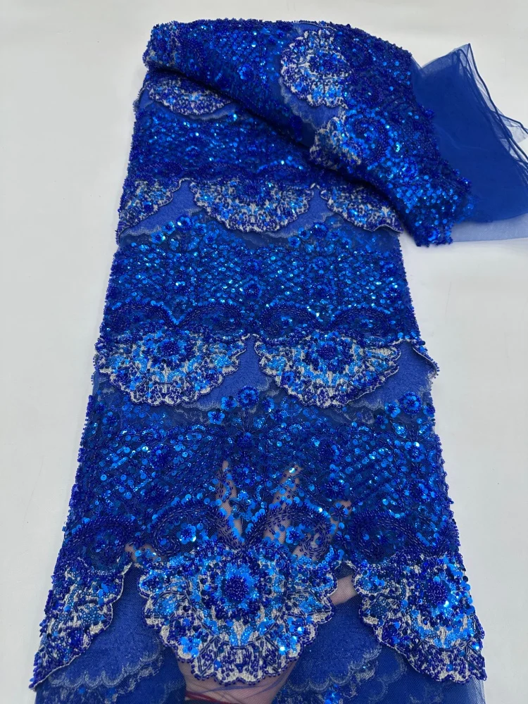 Blue African Lace Fabric Handmade Beaded Lace Fabric France Sequins Nigerian Embroidery Bridal Mesh Lace Fabric For Sewing Dress
Blue African Lace Fabric Handmade Beaded Lace Fabric France Sequins Nigerian Embroidery Bridal Mesh Lace Fabric For Sewing Dress