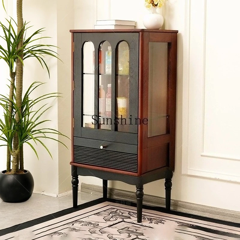 French retro medieval wine cabinet living room glass storage cabinet
French retro medieval wine cabinet living room glass storage cabinet