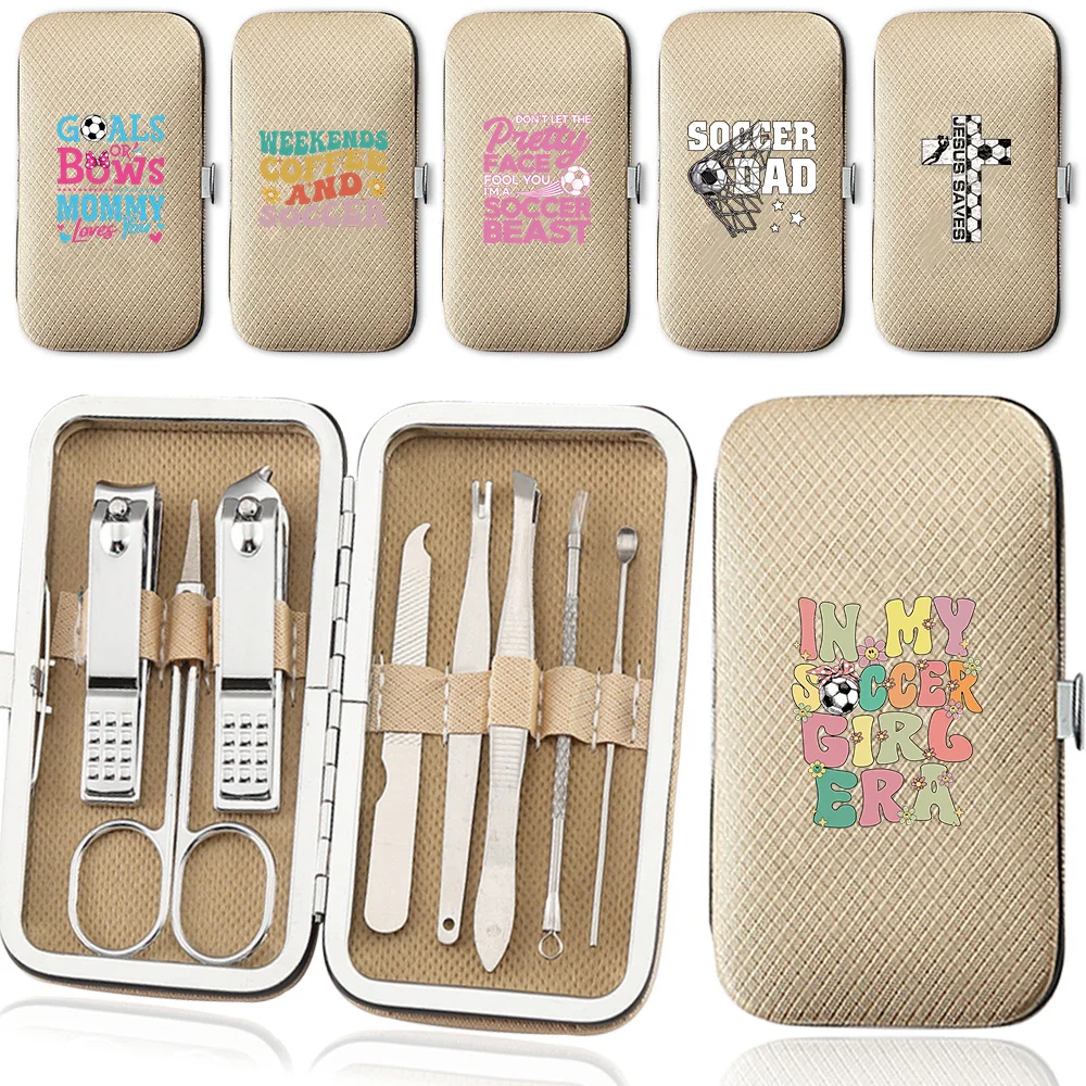 Professional 8 Pieces Nail Grooming Kit, Stainless Steel Manicure Pedicure Tools With Portable Travel Case Soccer Text Pattern
Professional 8 Pieces Nail Grooming Kit, Stainless Steel Manicure Pedicure Tools With Portable Travel Case Soccer Text Pattern