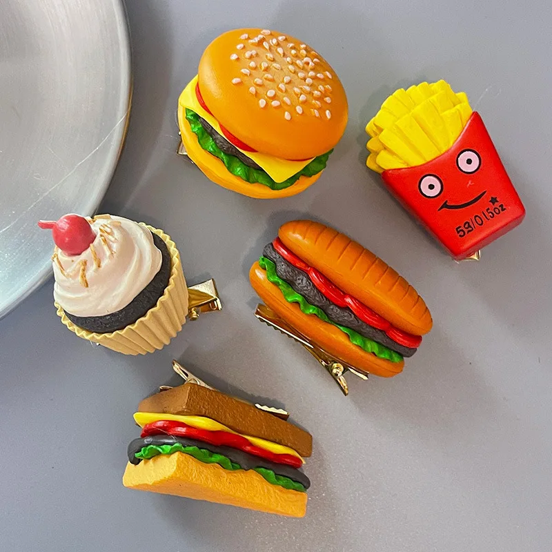1/5pcs Funny Hair Clips Simulation Food Burger Cartoon Cute Clip Kids Fries Cake Hair Decoration Girls Gift Party Decoration
1/5pcs Funny Hair Clips Simulation Food Burger Cartoon Cute Clip Kids Fries Cake Hair Decoration Girls Gift Party Decoration