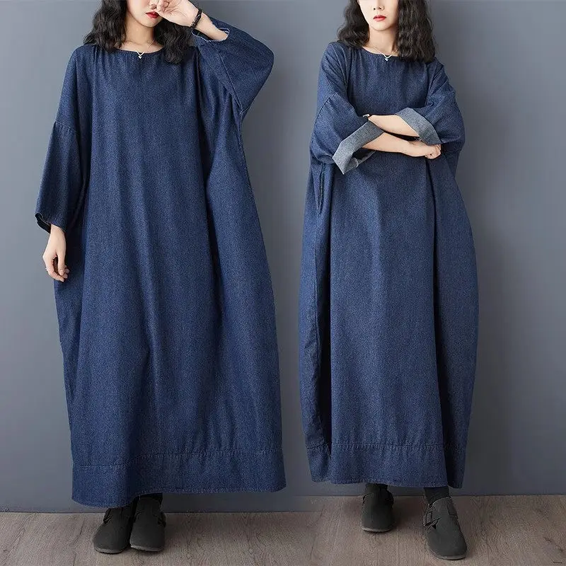 Retro Long Sleeved Denim Dress For Women In Early Spring 2025 New Artistic Large Size Loose Casual Long Dress A713
Retro Long Sleeved Denim Dress For Women In Early Spring 2025 New Artistic Large Size Loose Casual Long Dress A713