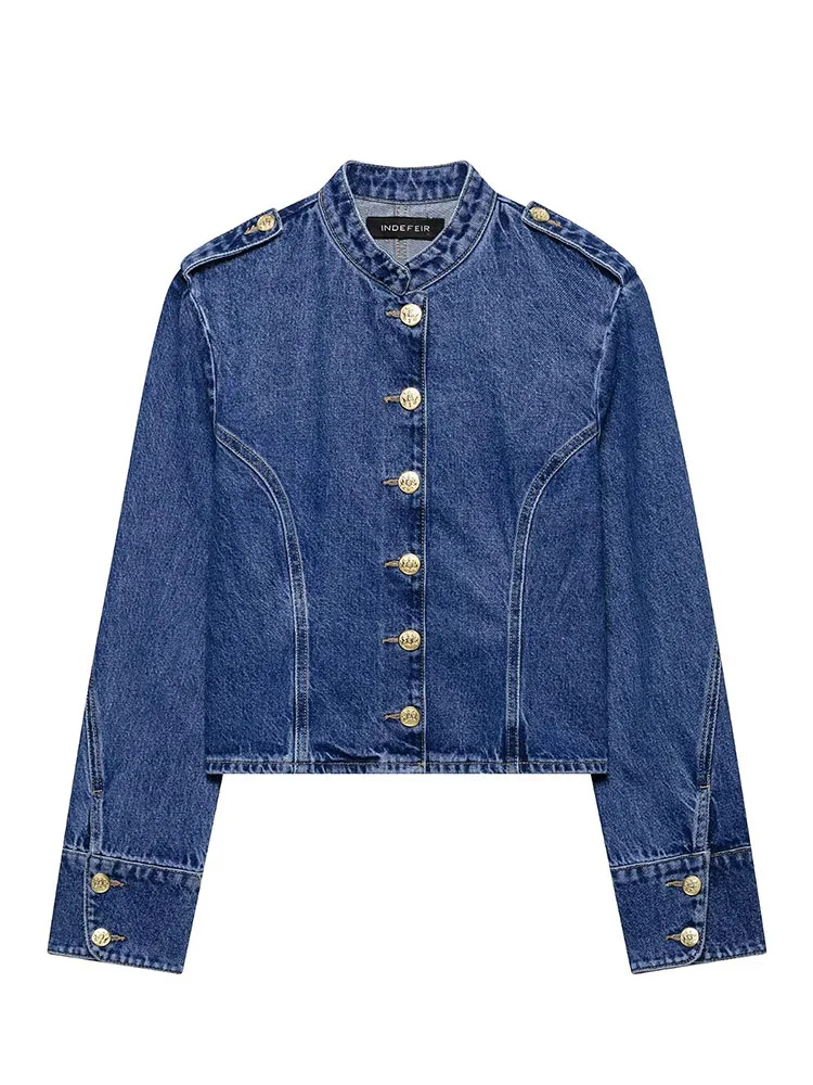 HH Women Summer Spring Holiday Vintage Blue Slim Jacket Spring Women Stand Collar Fashion Long Sleeve Denim Jacket Streetwear
HH Women Summer Spring Holiday Vintage Blue Slim Jacket Spring Women Stand Collar Fashion Long Sleeve Denim Jacket Streetwear