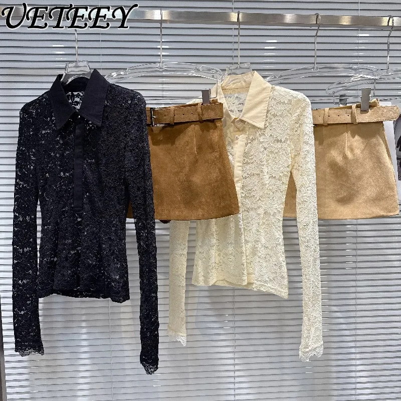 2026 Spring New Fashionable Cool Versatile Turn-Down Collar Tight Lace Long Sleeve Shirt and Suede Short Skirt Set for Women
2026 Spring New Fashionable Cool Versatile Turn-Down Collar Tight Lace Long Sleeve Shirt and Suede Short Skirt Set for Women