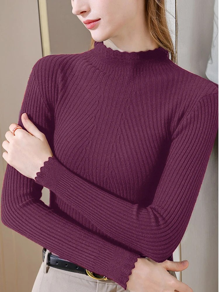 HELIAR Women Ruffles Sweater Long Sleeve Knitted Bottoming Solid Pullovers Stripe Casual Sweater Office Lady Top Spring Fall
HELIAR Women Ruffles Sweater Long Sleeve Knitted Bottoming Solid Pullovers Stripe Casual Sweater Office Lady Top Spring Fall