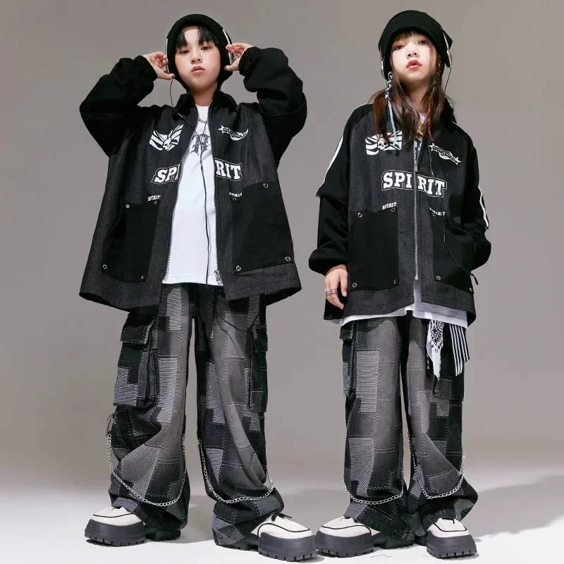 Children Hip Hop Denim Coat Pant Boys Grils Streetwear Loose Cargo Jacket Jeans Sets Kids Tracksuit Performance Clothing Costume
Children Hip Hop Denim Coat Pant Boys Grils Streetwear Loose Cargo Jacket Jeans Sets Kids Tracksuit Performance Clothing Costume