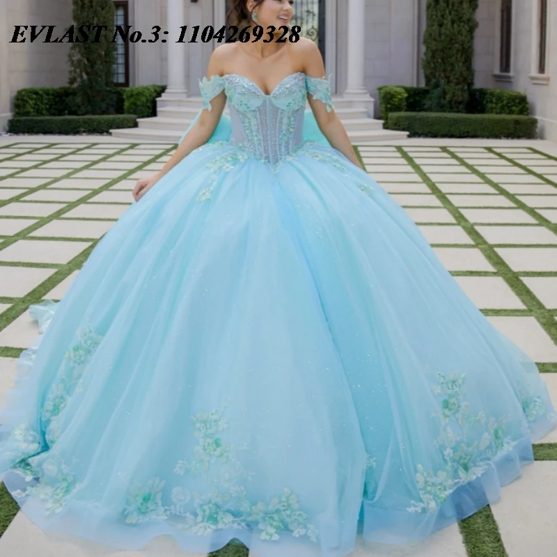 EVLAST Индивидуальное блестящее мятное платье Quinceanera 2025 года, бальное платье с цветочной аппликацией и бантом из бисера, Sweet 16, Vestidos De 15 Anos E3Q815
EVLAST Индивидуальное блестящее мятное платье Quinceanera 2025 года, бальное платье с цветочной аппликацией и бантом из бисера, Sweet 16, Vestidos De 15 Anos E3Q815