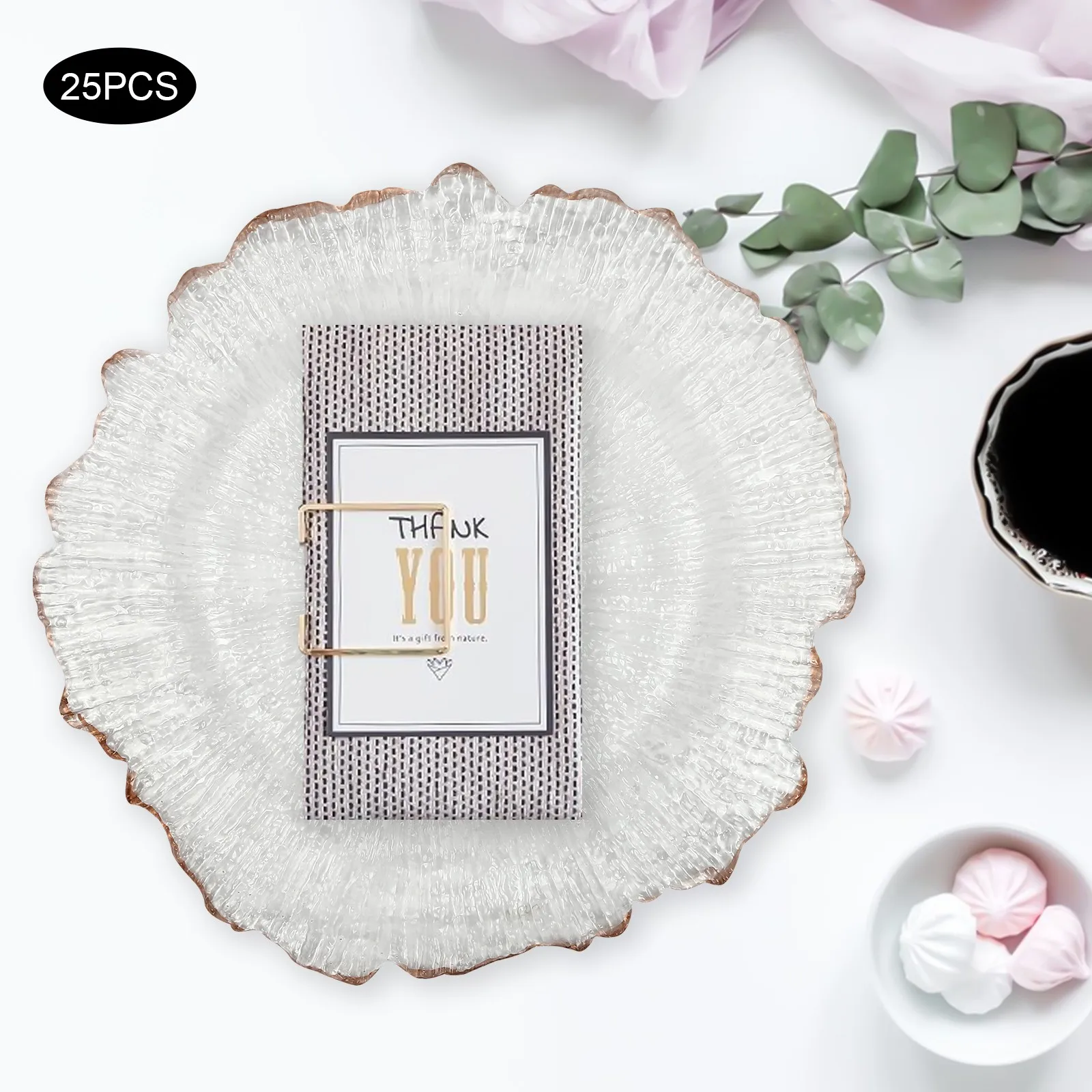 Прозрачные пластиковые обеденные тарелки 32 см с золотистым ободком, набор из 25 штук для современной сервировки стола
Прозрачные пластиковые обеденные тарелки 32 см с золотистым ободком, набор из 25 штук для современной сервировки стола